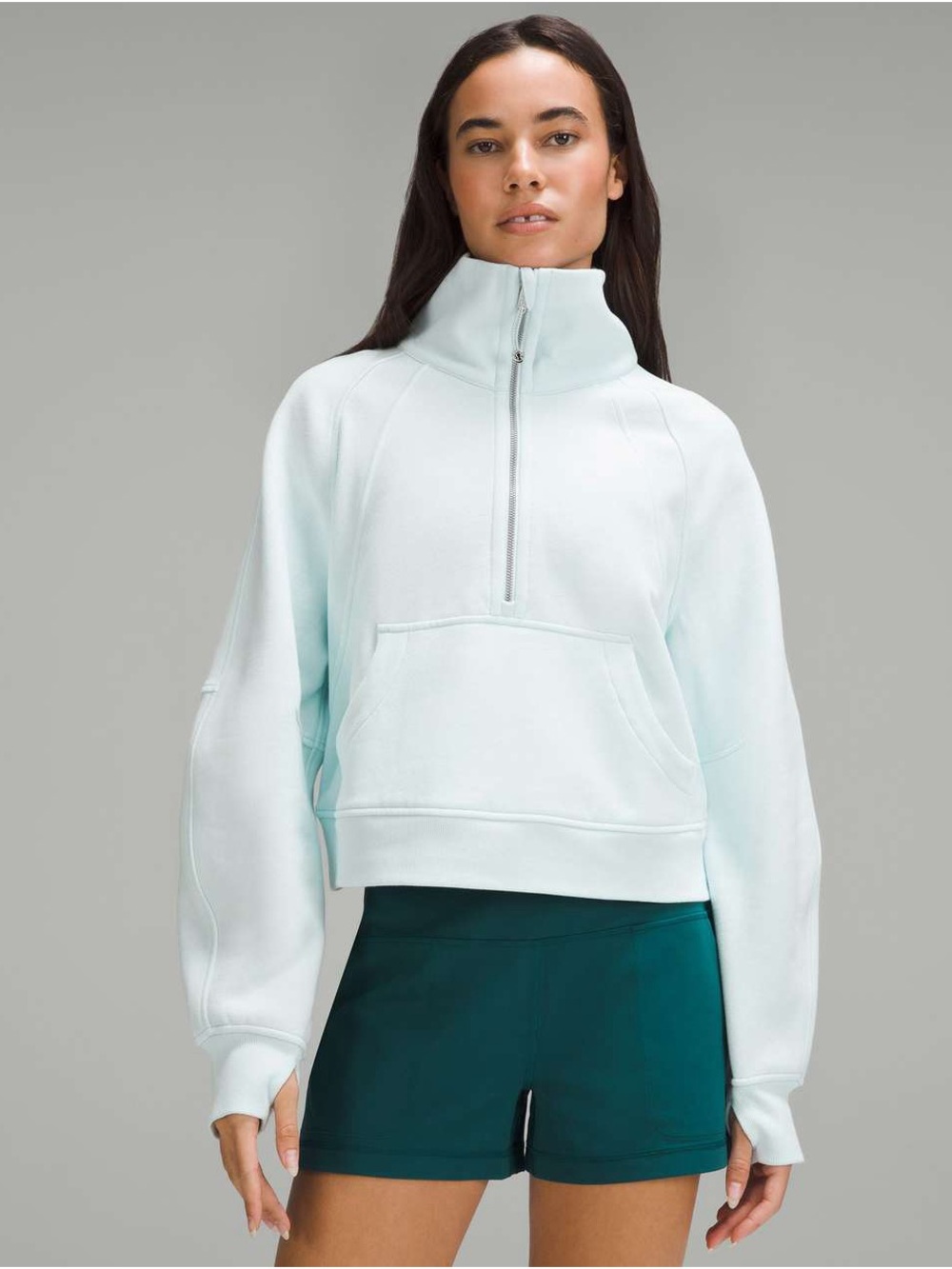 Lululemon Scuba Oversized Funnel-Neck Half Zip Sheer Blue size XS/S